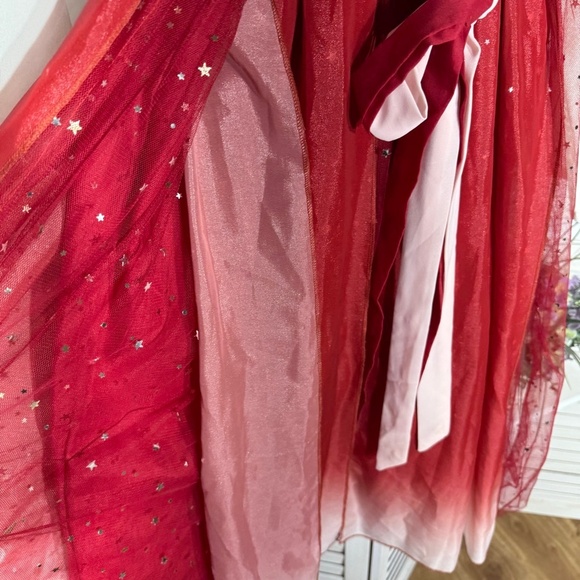 Vintage Embroidered Floral Princess Dress Burgundy Size 12 - Picture 9 of 14